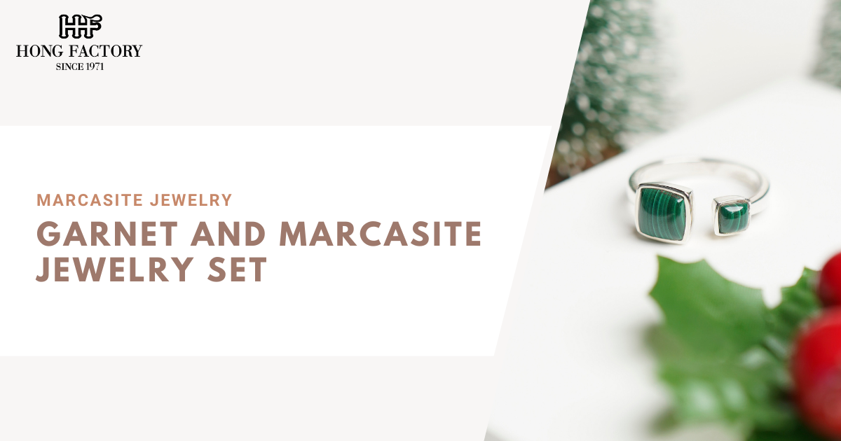 Garnet and Marcasite Jewelry Set