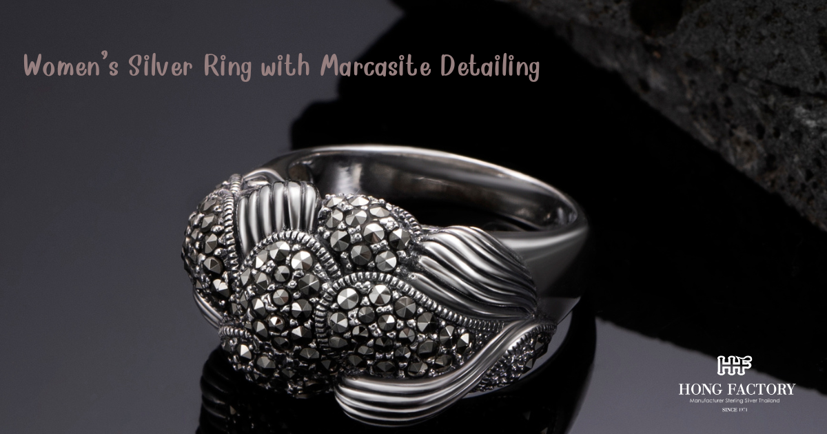 Women’s Silver Ring with Marcasite Detailing